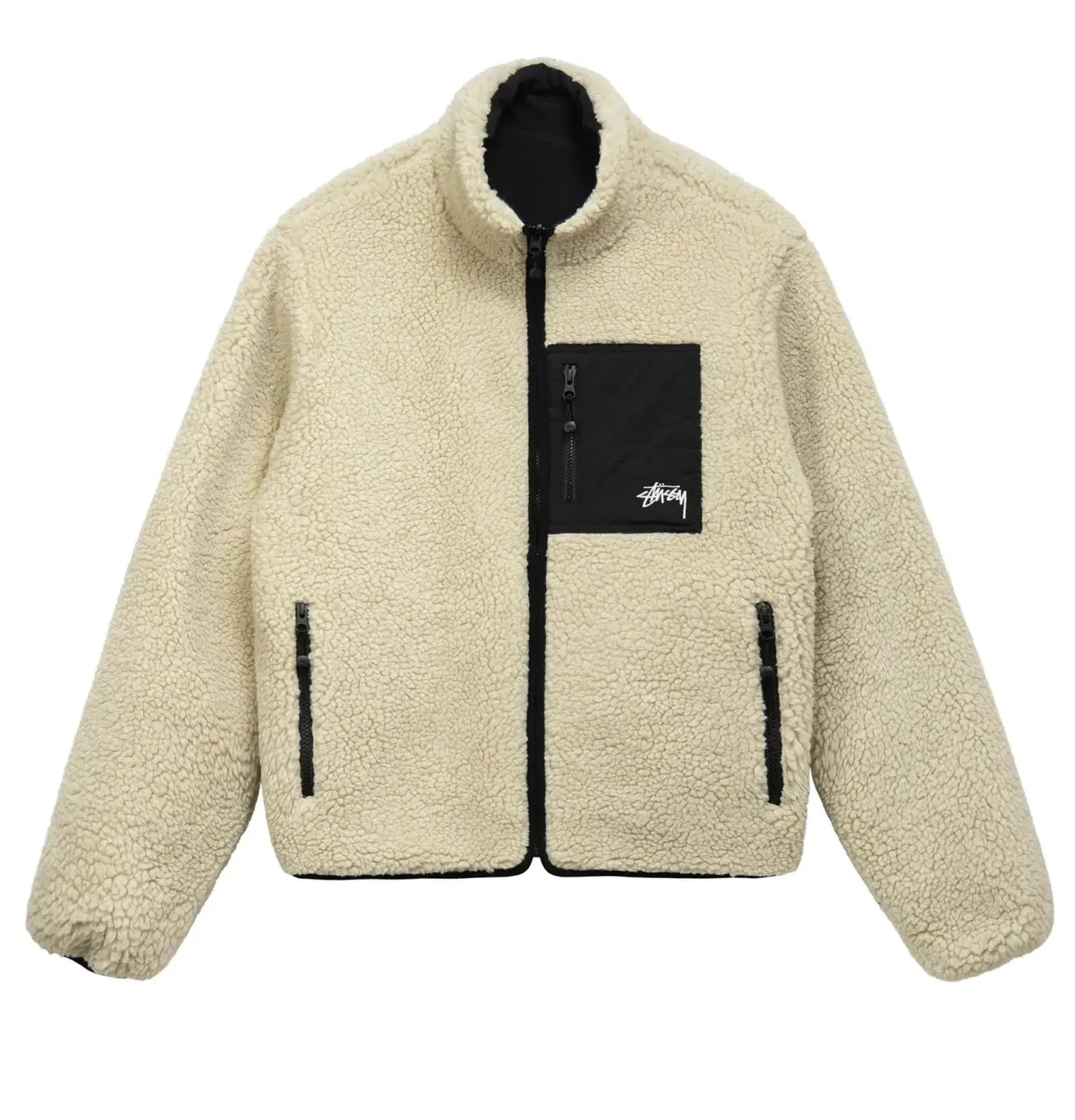 Stussy 8 Ball Sherpa Reversible Jacket | Natural | Medium