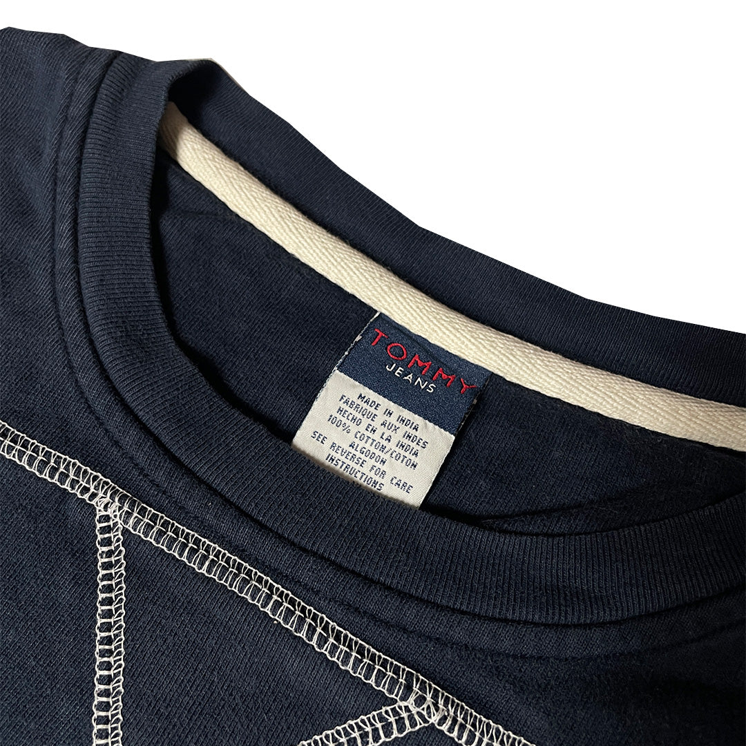 Vintage Tommy Jeans 'Elmira' Varsity Crewneck | Large | Navy Blue