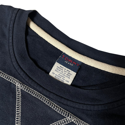 Vintage Tommy Jeans 'Elmira' Varsity Crewneck | Large | Navy Blue