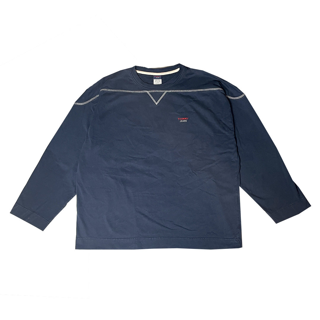 Vintage Tommy Jeans 'Elmira' Varsity Crewneck | Large | Navy Blue